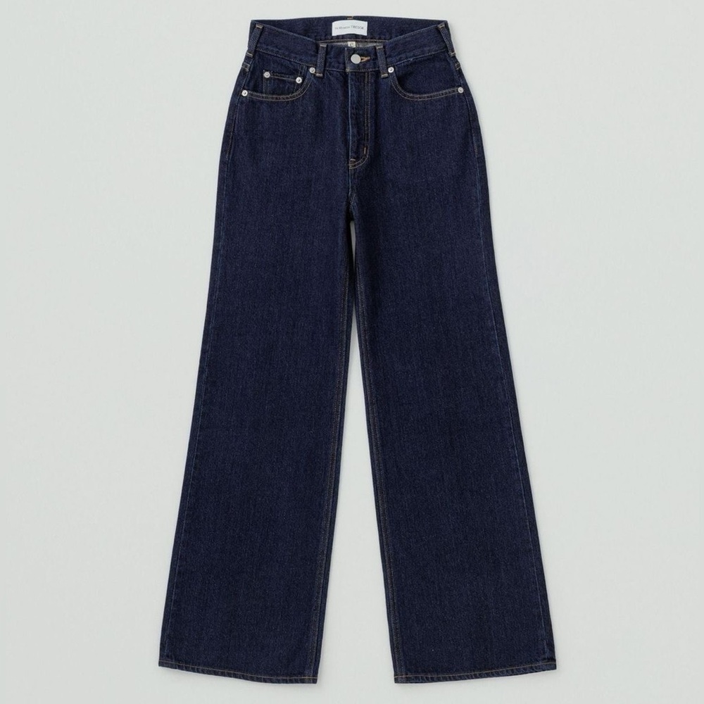 Tu es mon TRESOR Larimar Dark Indigo Straight Soft Flare Jeans Denim 26 L28 navy - Picture 2 of 10